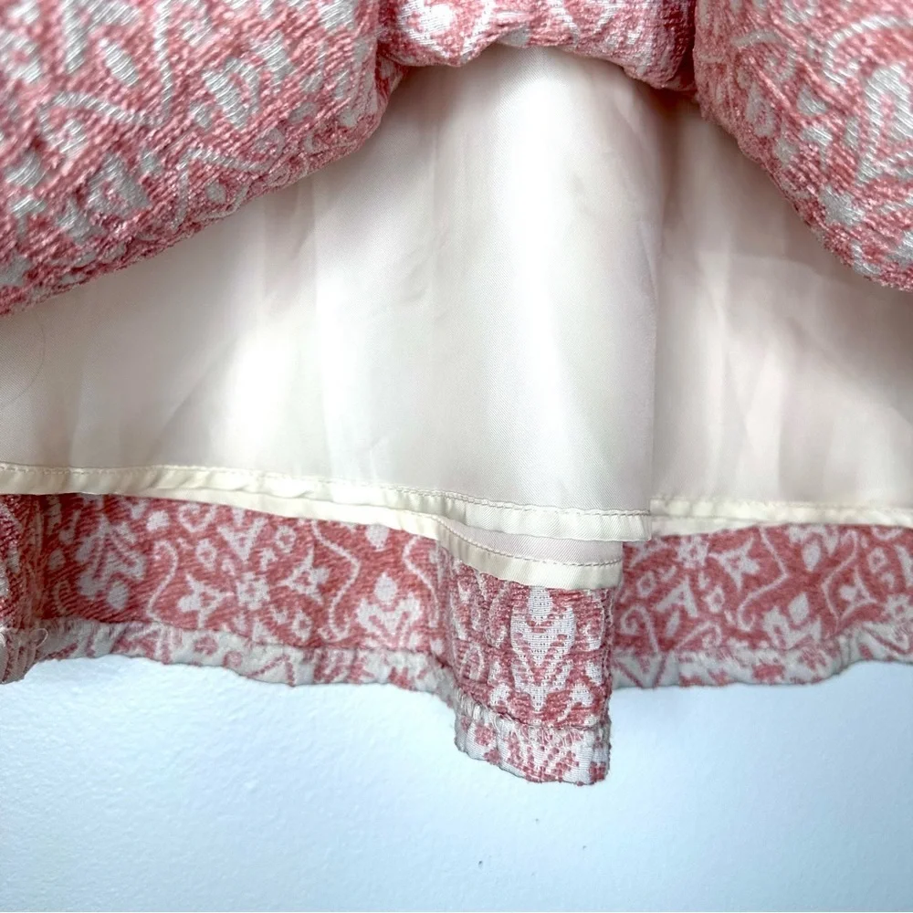 Free People Cream and Pink Textured Mini Skirt Size 6